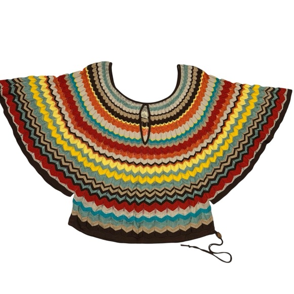 Lucky Brand Tops - Lucky Brand Sweaters Knit Top Zig Zag Women’s M Batwing Sleeve Boho Hippie Y2K